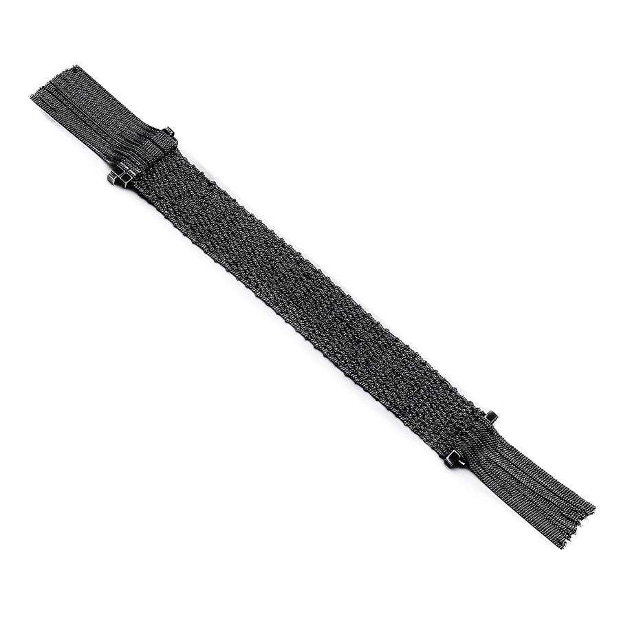 Silver knit bracelet with fringes SCIARPE | BR 2CMAGN